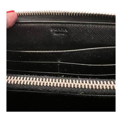 Prada Saffiano Leather Zippy Wallet Black