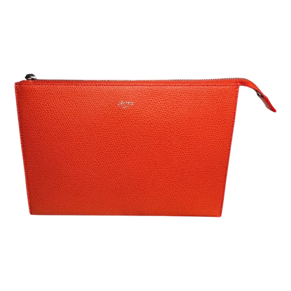 CÉLINE Leather 3-Fold Orange Pouch/Clutch/Wallet