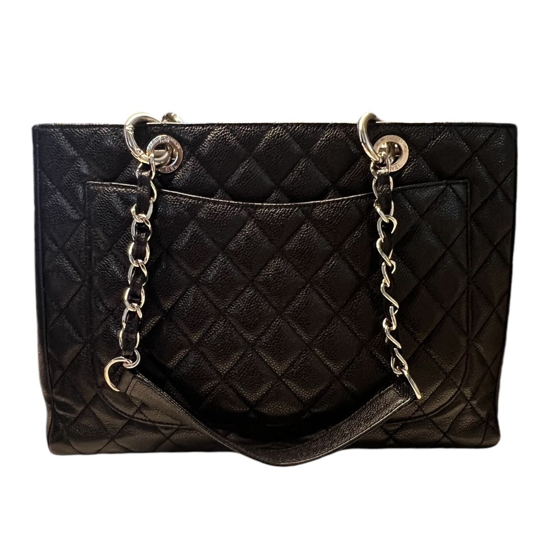 Chanel GST Caviar Leather Shoulder Bag Silver Hardware