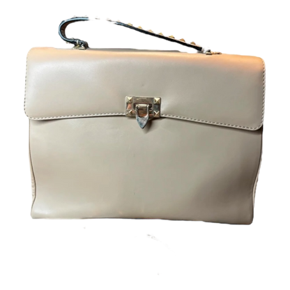 Valentino Beige Leather Rockstud Top Handle Bag