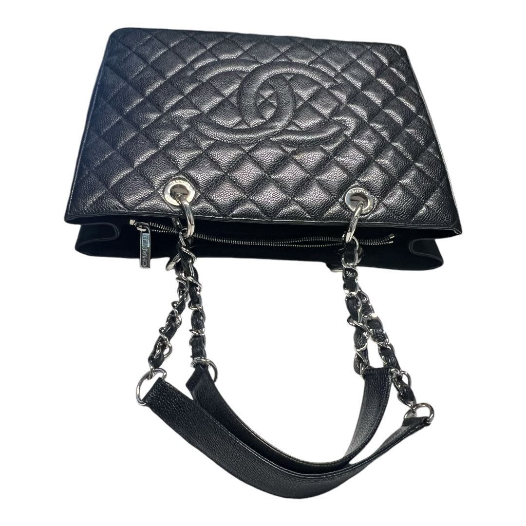 Chanel GST Caviar Leather Shoulder Bag Silver Hardware