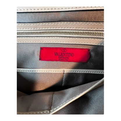 Valentino Beige Leather Rockstud Top Handle Bag