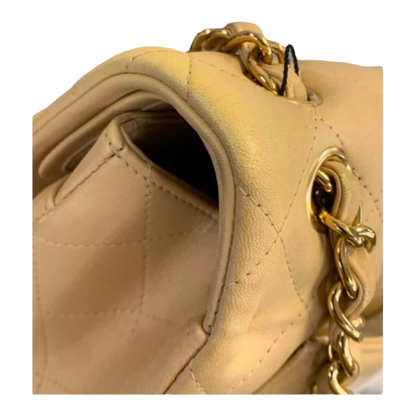 CHANEL Classic Jumbo Double Flap Bag. Beige w/Gold Hardware.