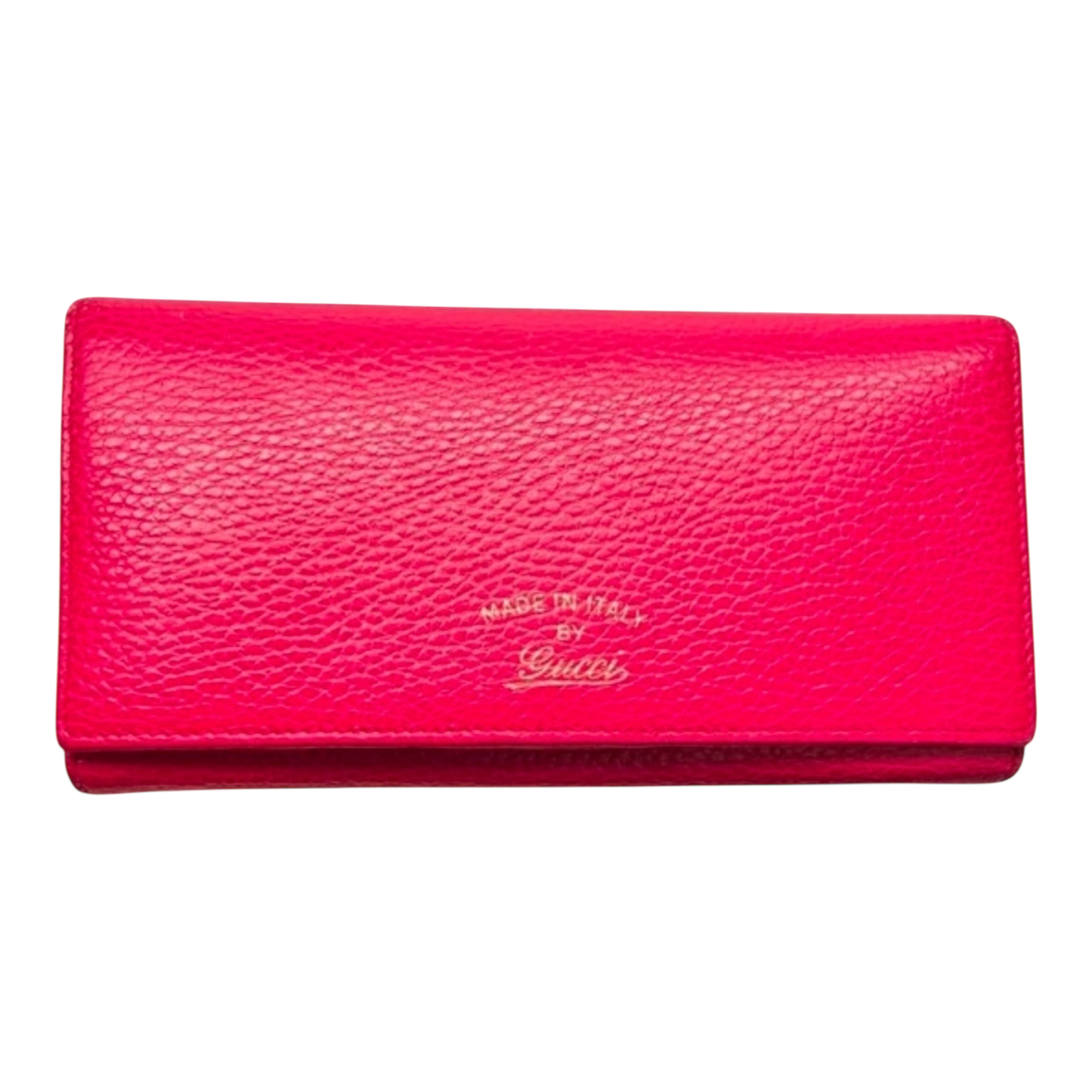 Gucci Continental Flap Leather Wallet Pebbled Leather Pink