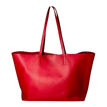 Saint Laurent Calfskin Large Shopping Tote Red