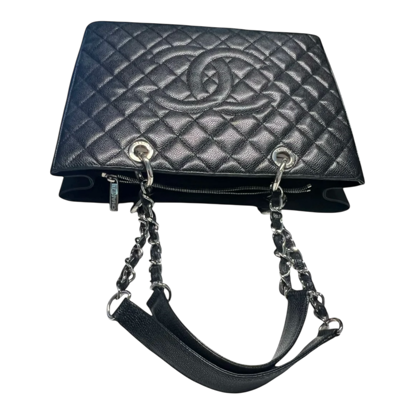 Chanel GST Caviar Leather Shoulder Bag Silver Hardware