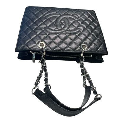 Chanel GST Caviar Leather Shoulder Bag Silver Hardware