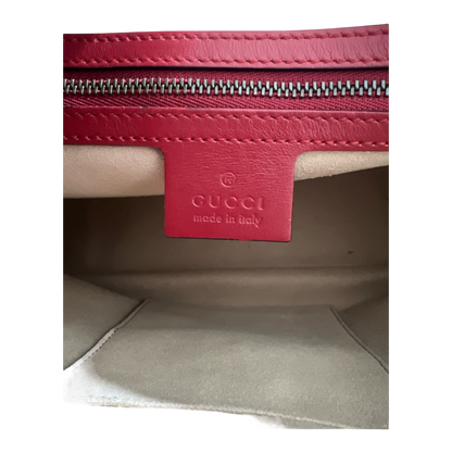 Gucci Marmont Medium Red Matelasse Red Crossbody Camera Bag Purse Chevron