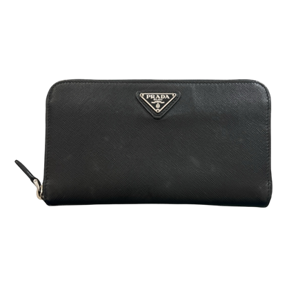 Prada Saffiano Leather Zippy Wallet Black