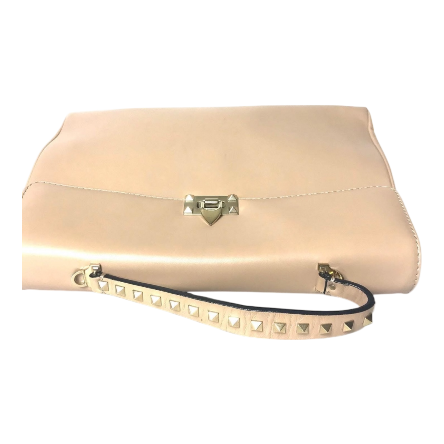 Valentino Beige Leather Rockstud Top Handle Bag