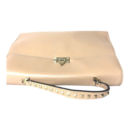 Valentino Beige Leather Rockstud Top Handle Bag