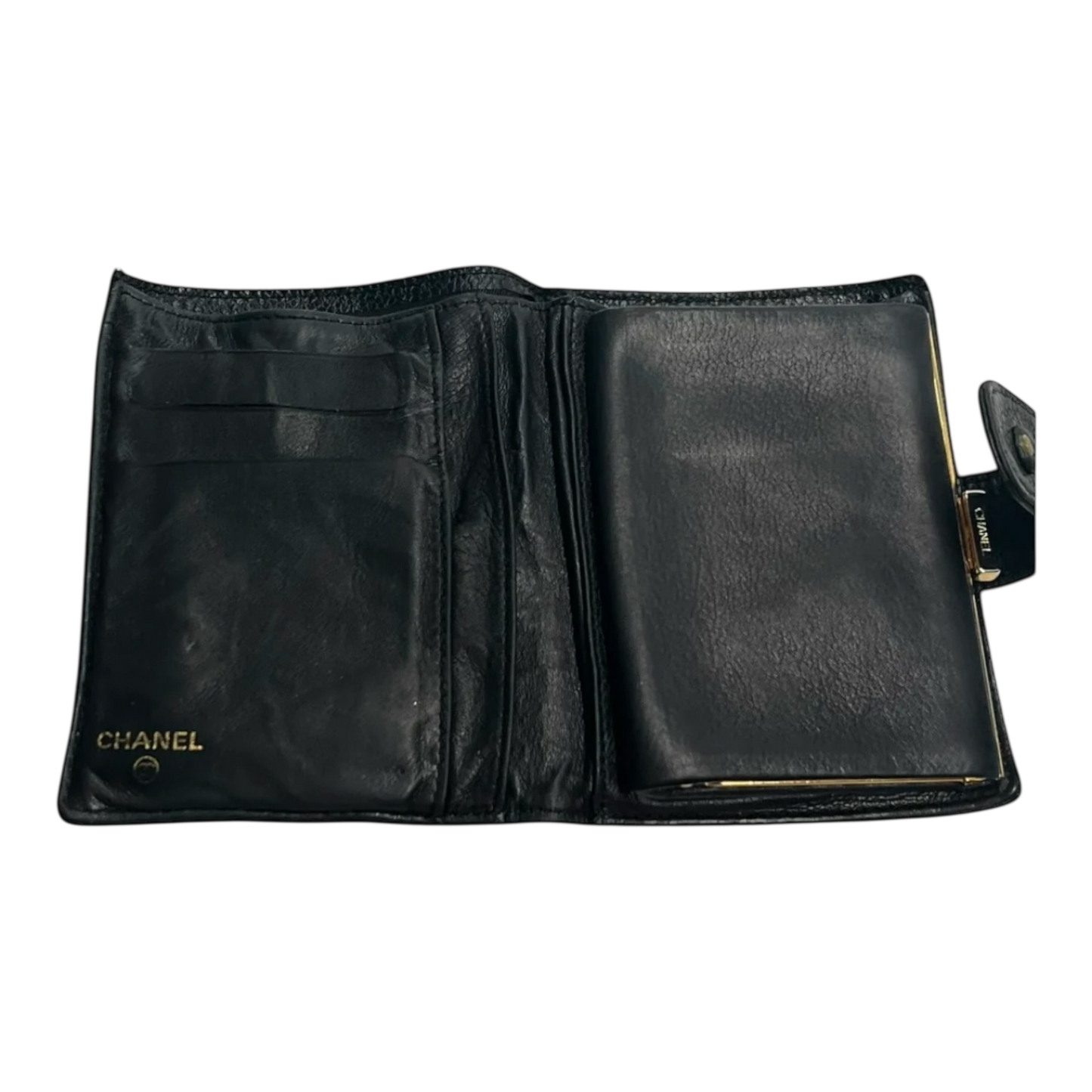 Chanel Vintage Compact Wallet in Black Caviar