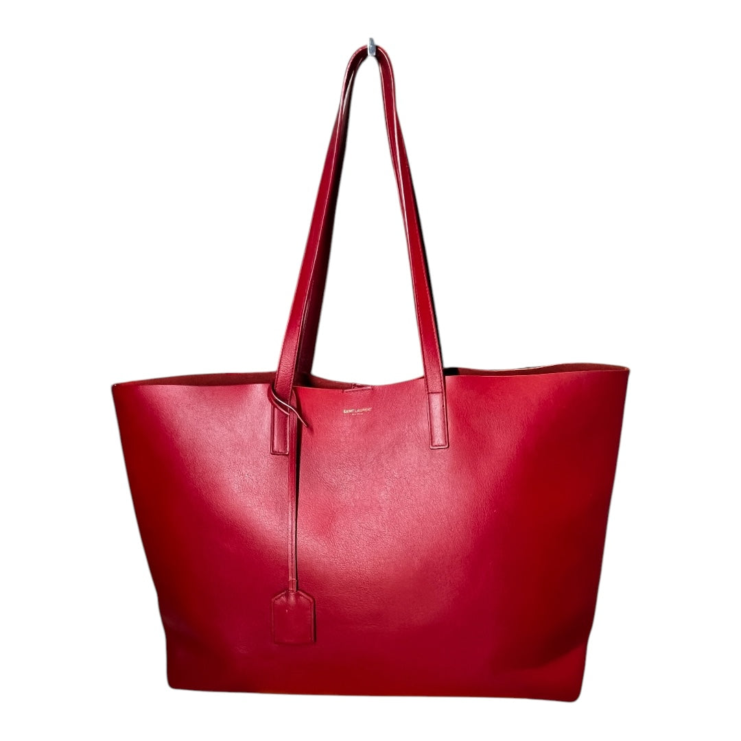 Saint Laurent Calfskin Large Shopping Tote Red