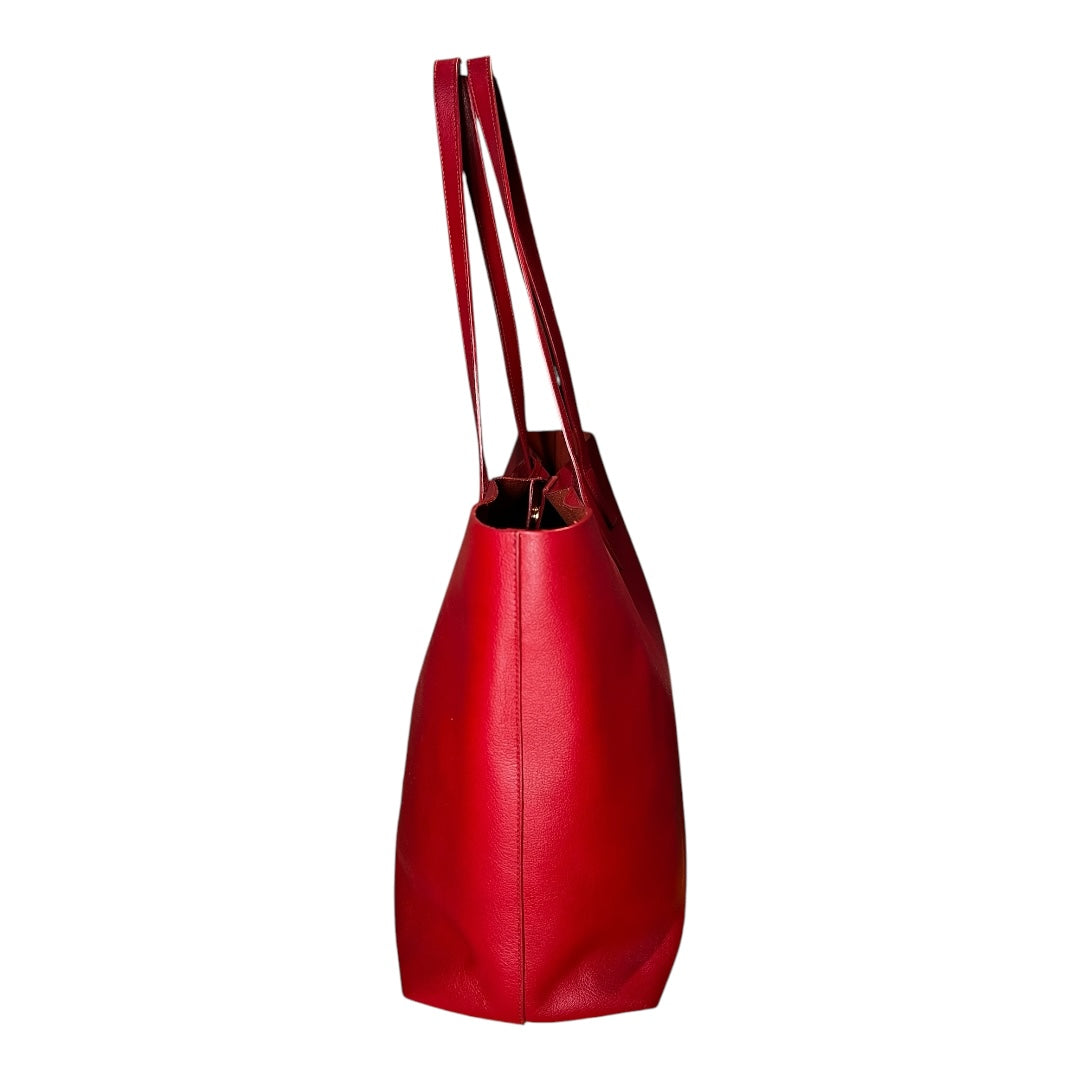 Saint Laurent Calfskin Large Shopping Tote Red
