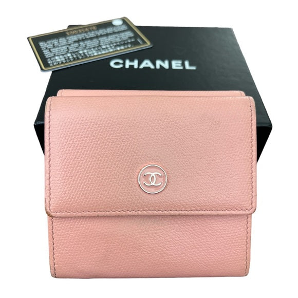 Chanel CC Logo Pink Sevruga Bifold Wallet