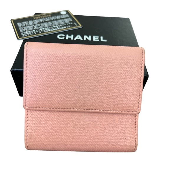 Chanel CC Logo Pink Sevruga Bifold Wallet