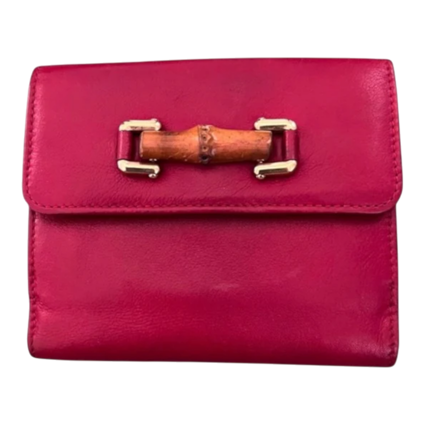 Gucci Red Bifold Wallet with Bamboo Emblishment