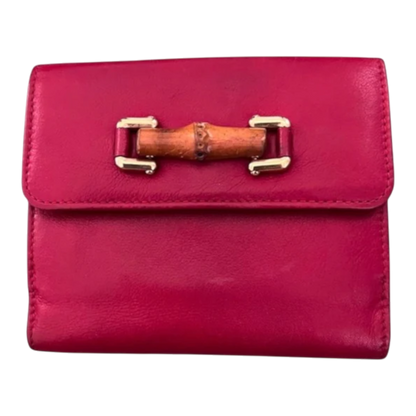 Gucci Red Bifold Wallet with Bamboo Emblishment