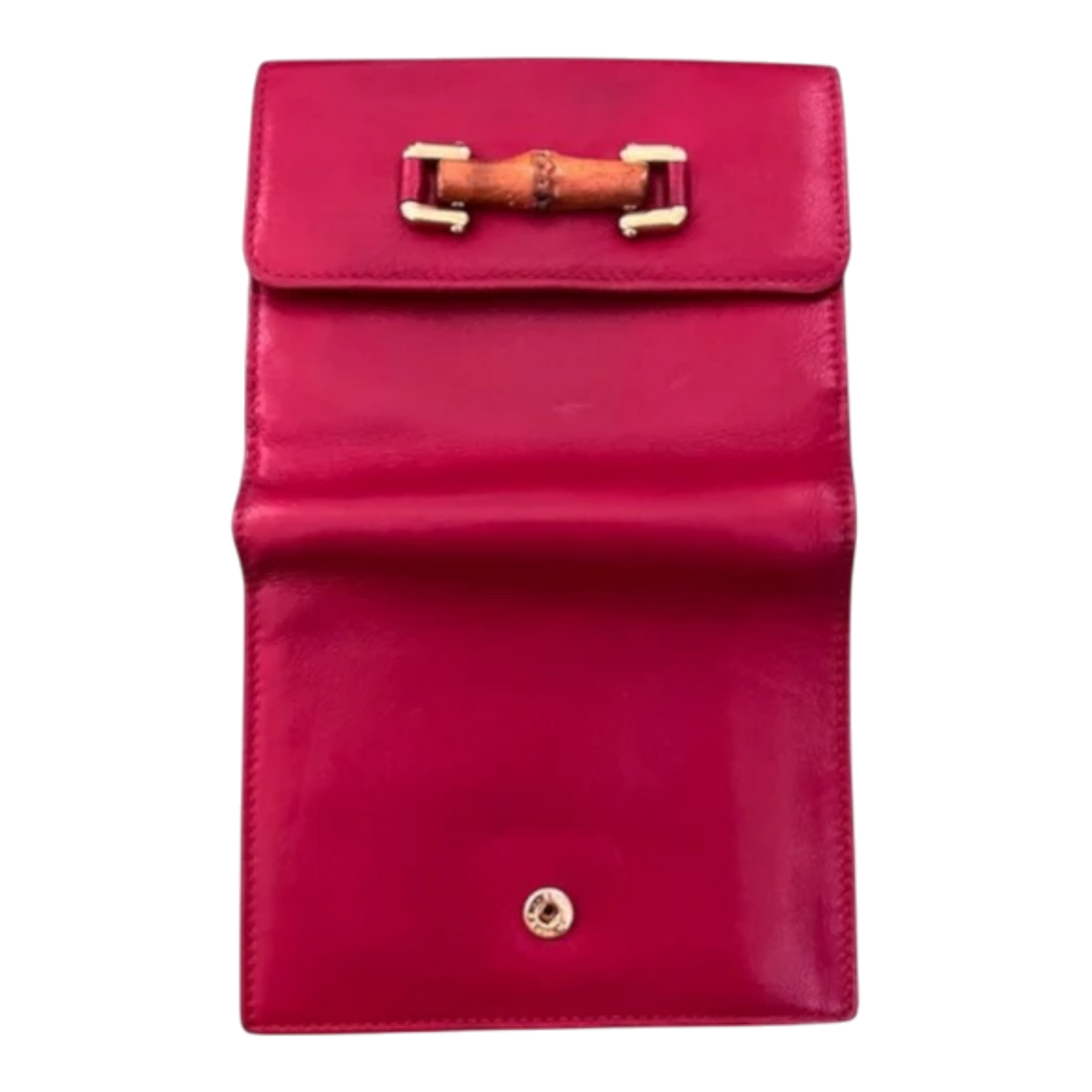 Gucci Red Bifold Wallet with Bamboo Emblishment