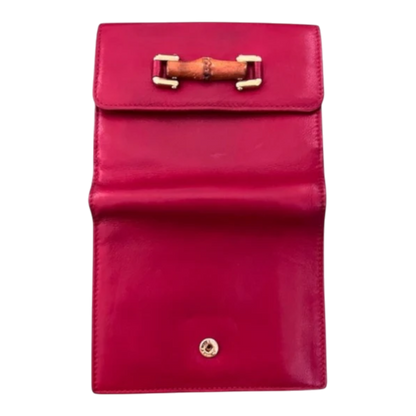 Gucci Red Bifold Wallet with Bamboo Emblishment