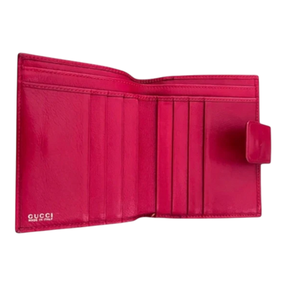 Gucci Red Bifold Wallet with Bamboo Emblishment
