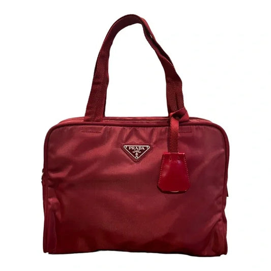 Prada Women's Top Handle Tessuto Nylon Small Bag Red