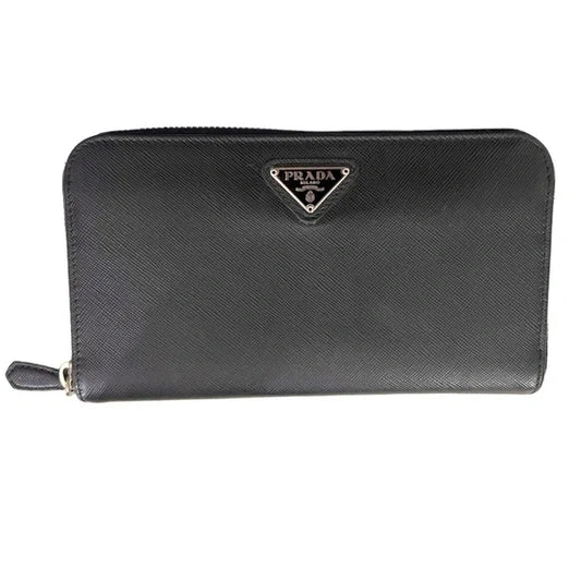 Prada Saffiano Leather Zippy Wallet Black