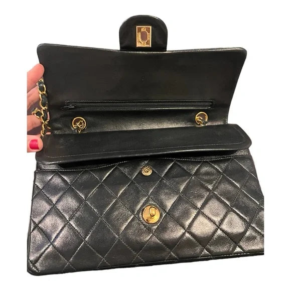 Chanel Vintage Classic Flap Black Lambskin Leather