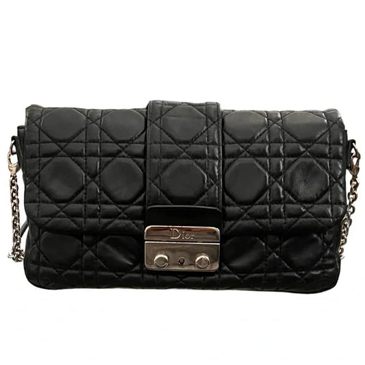 Christian Dior Black Cannage Leather Convertible Crossbody Bag