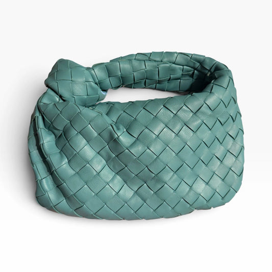 Bottega Veneta Mini Jodie Intrecciato Teal Green Leather Hobo Bag